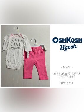 🆕OSHKOSH - 3M - NWT - INFANT GIRLS 2PC FASHION ONESIE AND PANT OUTFIT LOT